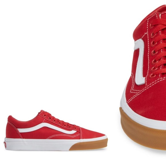 vans old skool gum bumper red